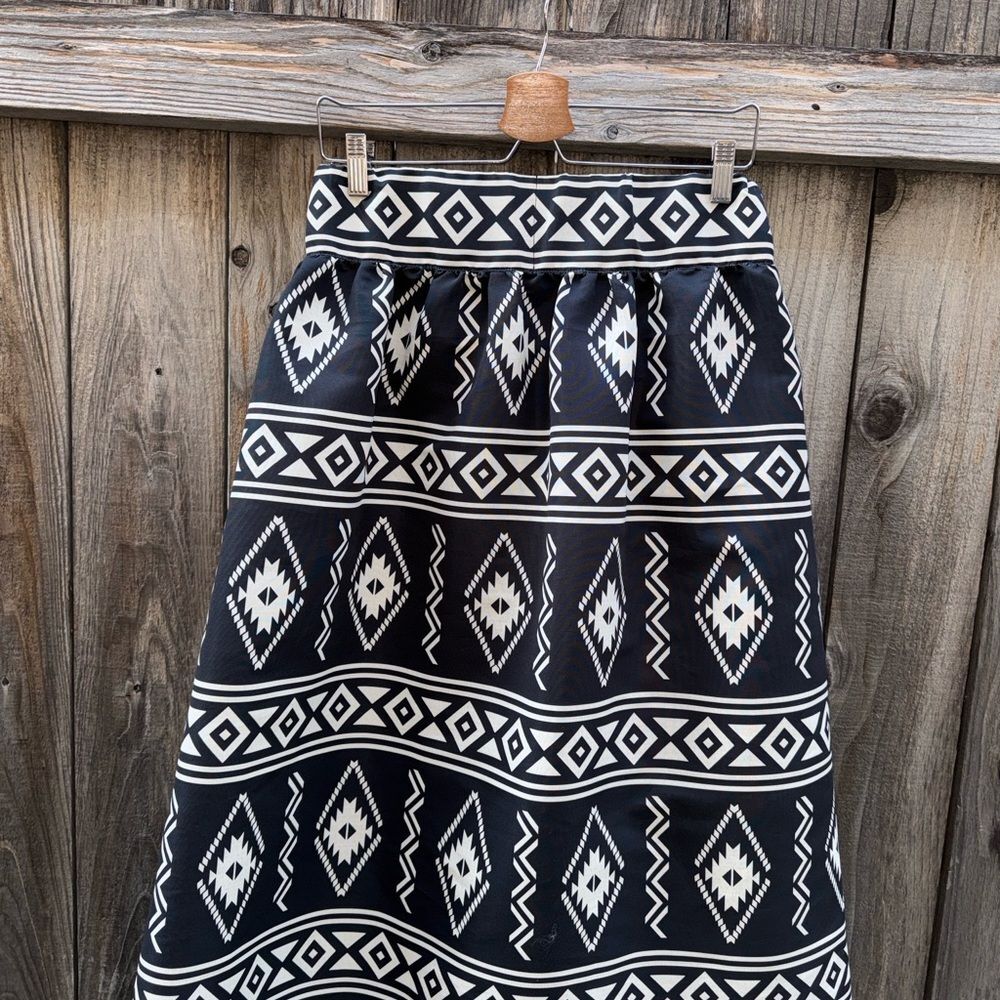 Sachin Babi | Anthropologie A Line Midi Skirt Black Motif Size Medium - Picture 10 of 10